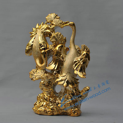吉祥鶴 陶瓷鍍金家居工藝品，工廠直銷的高端節日禮品